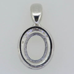 14K White Gold Semi Mount Pendant Setting Oval OV 10X8mm Halo - Syzjewelry
