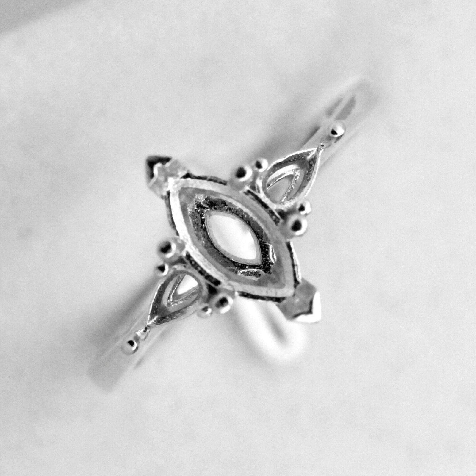 Sterling Silver Vintage Style Semi Mount Ring Setting Marquise MQ 10x5mm & PE4x3 - Syzjewelry