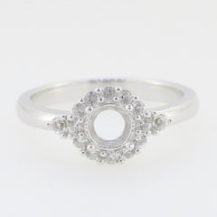 Sterling Silver Semi Mount Ring Setting Round RD 5x5mm Halo White Topaz - Syzjewelry