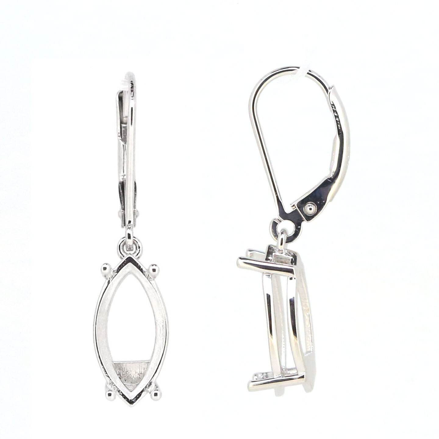 Sterling Silver Semi Mount Earrings Setting Marquise MQ 14x7mm Leverba - Syzjewelry