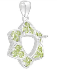 Sterling Silver Semi Mount Pendants Setting TL 10x10mm White Topaz N0433PJC1 - Syzjewelry