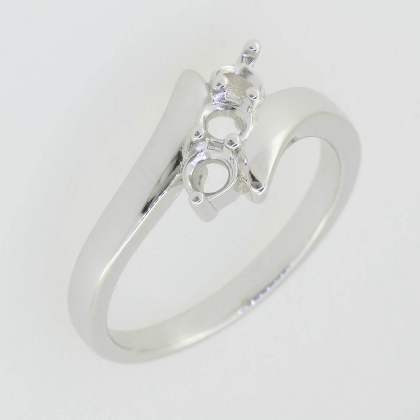 Sterling Silver Semi Mount Ring Setting Round RD 3.5x3.5mm White Topaz - Syzjewelry