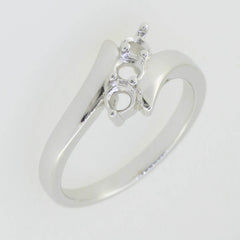 Sterling Silver Semi Mount Ring Setting Round RD 3.5x3.5mm White Topaz - Syzjewelry