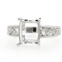 Sterling Silver Semi Mount Ring Setting Emerald Cut Oct 10x8mm Filigree - Syzjewelry