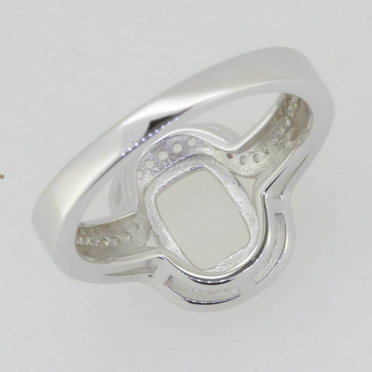 14K White Gold Semi Mount Ring Setting Cushion CU 9x7mm GTL20281R14K - Syzjewelry