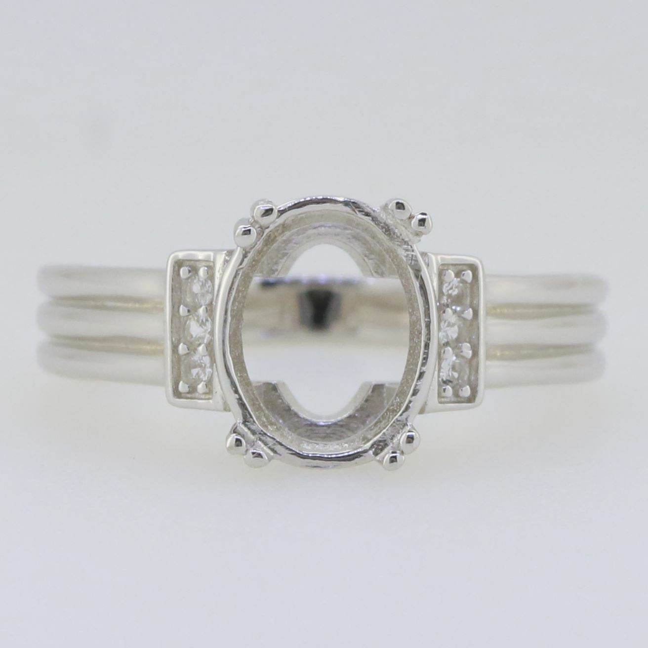 Sterling Silver Semi Mount Ring Setting Oval OV 10X8mm White Topaz DK21293R - Syzjewelry