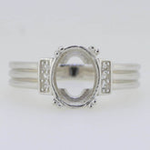 Sterling Silver Semi Mount Ring Setting Oval OV 10X8mm White Topaz DK21293R - Syzjewelry