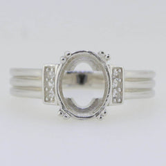 Sterling Silver Semi Mount Ring Setting Oval OV 10X8mm White Topaz DK21293R - Syzjewelry