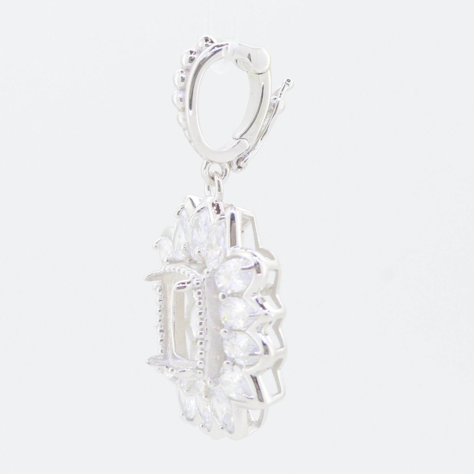 Sterling Silver Semi Mount Pendant Setting Cushion CU 14X10mm PE5x3 OV5x3 - Syzjewelry