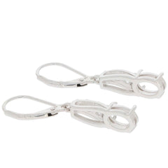 Sterling Silver Semi Mount Earrings Setting Oval OV 8X6mm Dangle - Syzjewelry