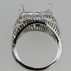Filigree Sterling Silver Semi Mount Ring Setting Cushion Cu 12x8mm - Syzjewelry