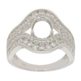 Sterling Silver Semi Mount Ring Setting Oval OV 9x7mm PJC4079R - Syzjewelry