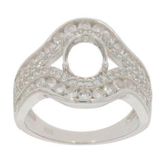 Sterling Silver Semi Mount Ring Setting Oval OV 9x7mm PJC4079R - Syzjewelry