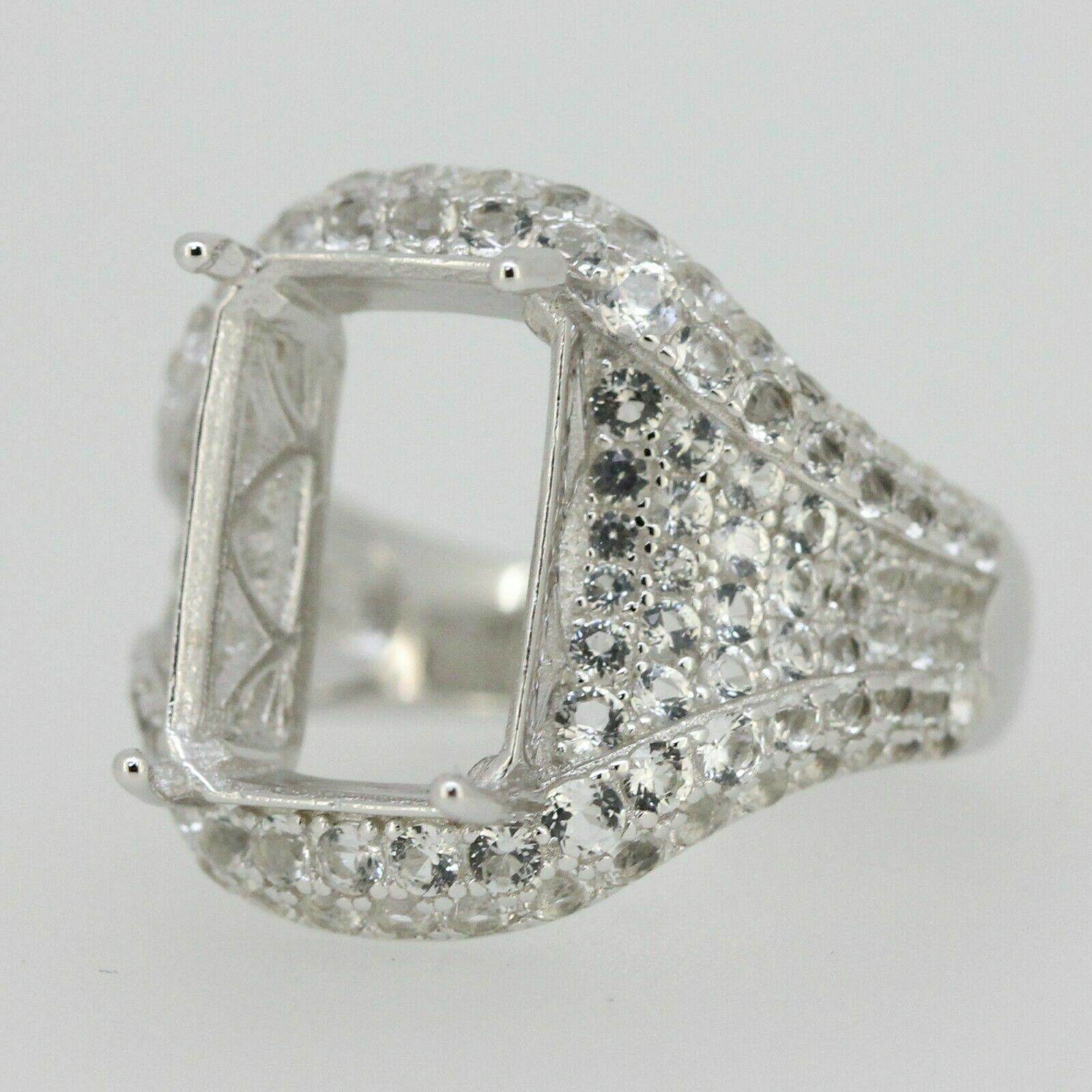 Sterling Silver Semi Mount Ring Setting OCT 14x10mm White Topaz - Syzjewelry