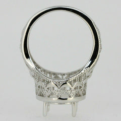 Sterling Silver Semi Mount Ring Setting Oval OV 11x9mm Art Deco Style - Syzjewelry