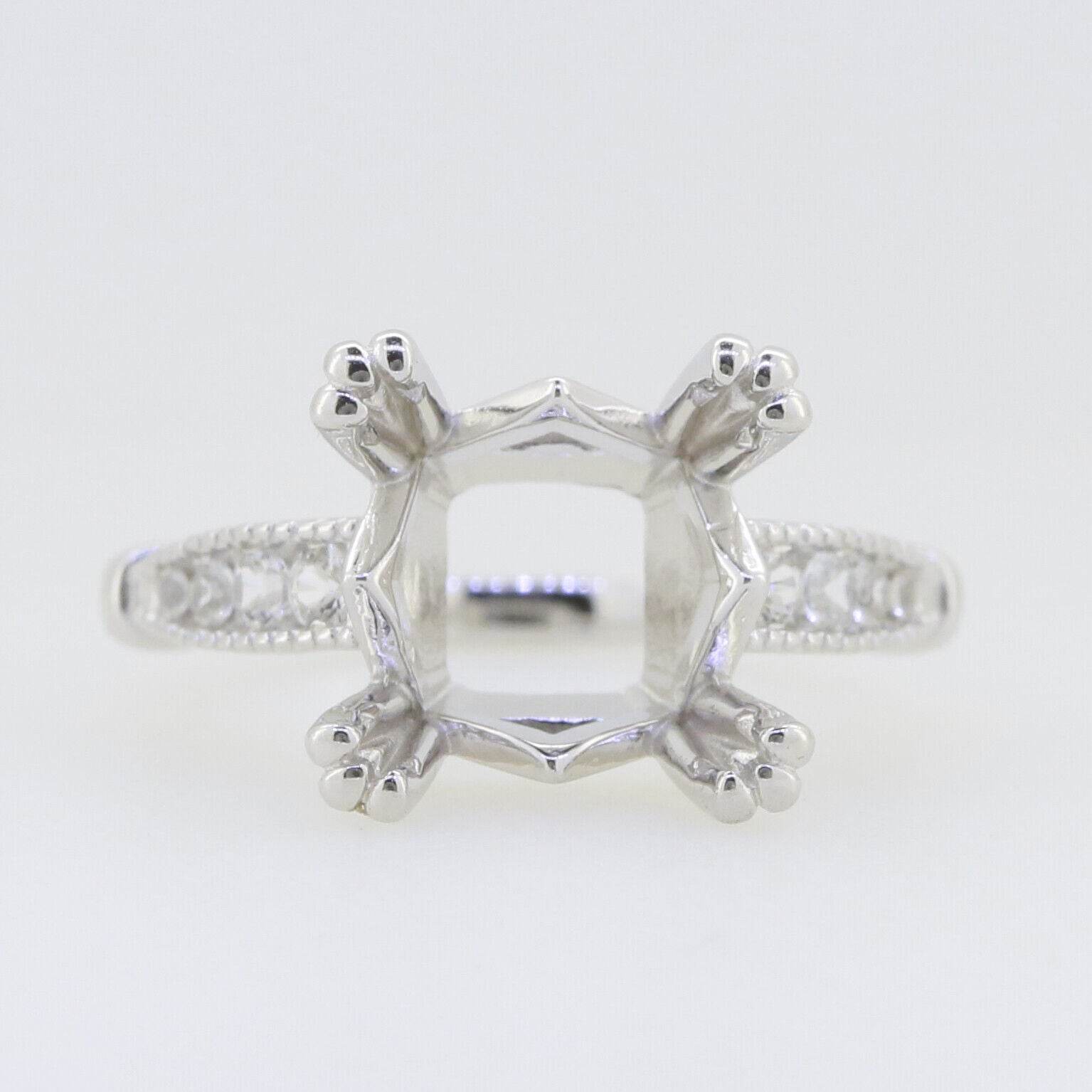 Sterling Silver Semi Mount Ring Setting Princess SQ 10X10mm White Topaz - Syzjewelry