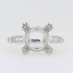 Sterling Silver Semi Mount Ring Setting Princess SQ 10X10mm White Topaz - Syzjewelry
