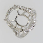 Sterling Silver Semi Mount Ring Setting Oval OV 16x12mm Halo Topaz - Syzjewelry