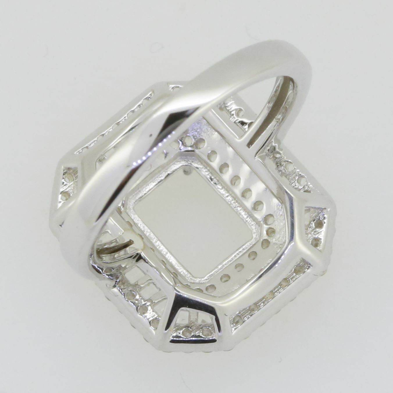 14K White Gold Semi Mount Ring Setting Emerald OCT 9X7mm - Syzjewelry