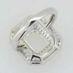 14K White Gold Semi Mount Ring Setting Emerald OCT 9X7mm - Syzjewelry