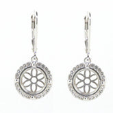 Sterling Silver Semi Mount Earrings Setting Round RD 10x10mm Halo Leverback - Syzjewelry