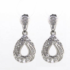 14K White Gold Semi Mount Earrings Setting Pear PE 7X5mm - Syzjewelry