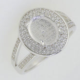 Sterling Silver Semi Mount Ring Setting Cab Oval OV 10X8mm Double Halo - Syzjewelry
