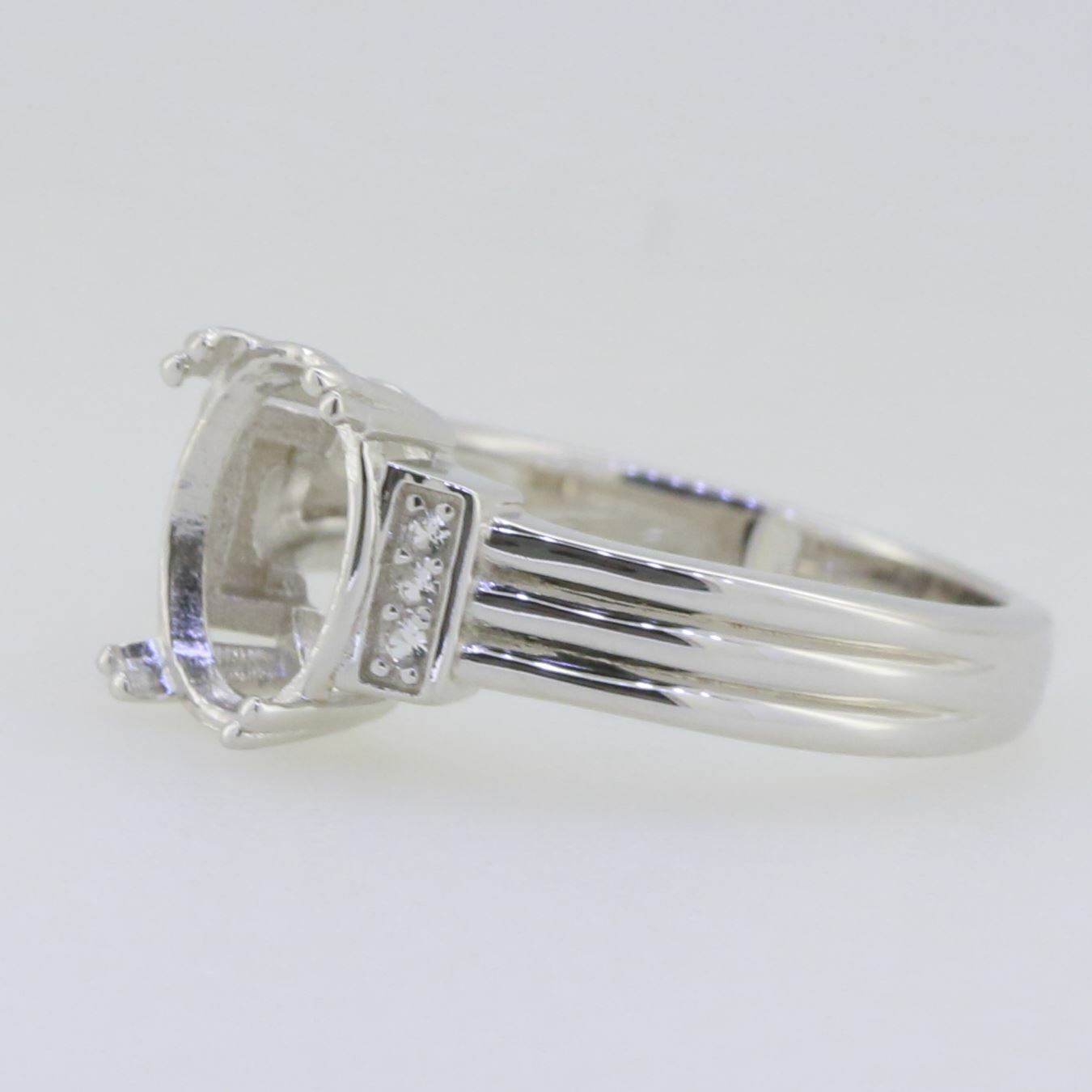 Sterling Silver Semi Mount Ring Setting Oval OV 10X8mm White Topaz DK21293R - Syzjewelry