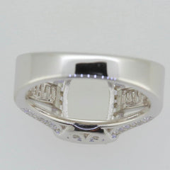 14K White Gold Semi Mount Ring Setting Emerald OCT 8X6mm PJM22110R14KW - Syzjewelry