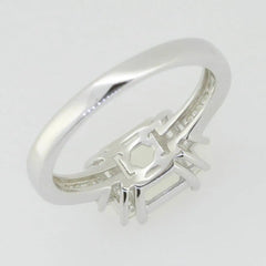 Sterling Silver Semi Mount Ring Setting Emerald OCT 8X6mm Bag 3x1.5mm White Topaz - Syzjewelry