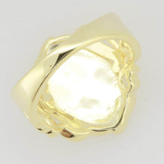 14K Yellow Gold Semi Mount Ring Setting Oval OV 14x10mm Cabochon Vintage Style - Syzjewelry