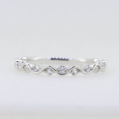 Sterling Silver Half Etnerity Band Rinng White Topaz - Syzjewelry