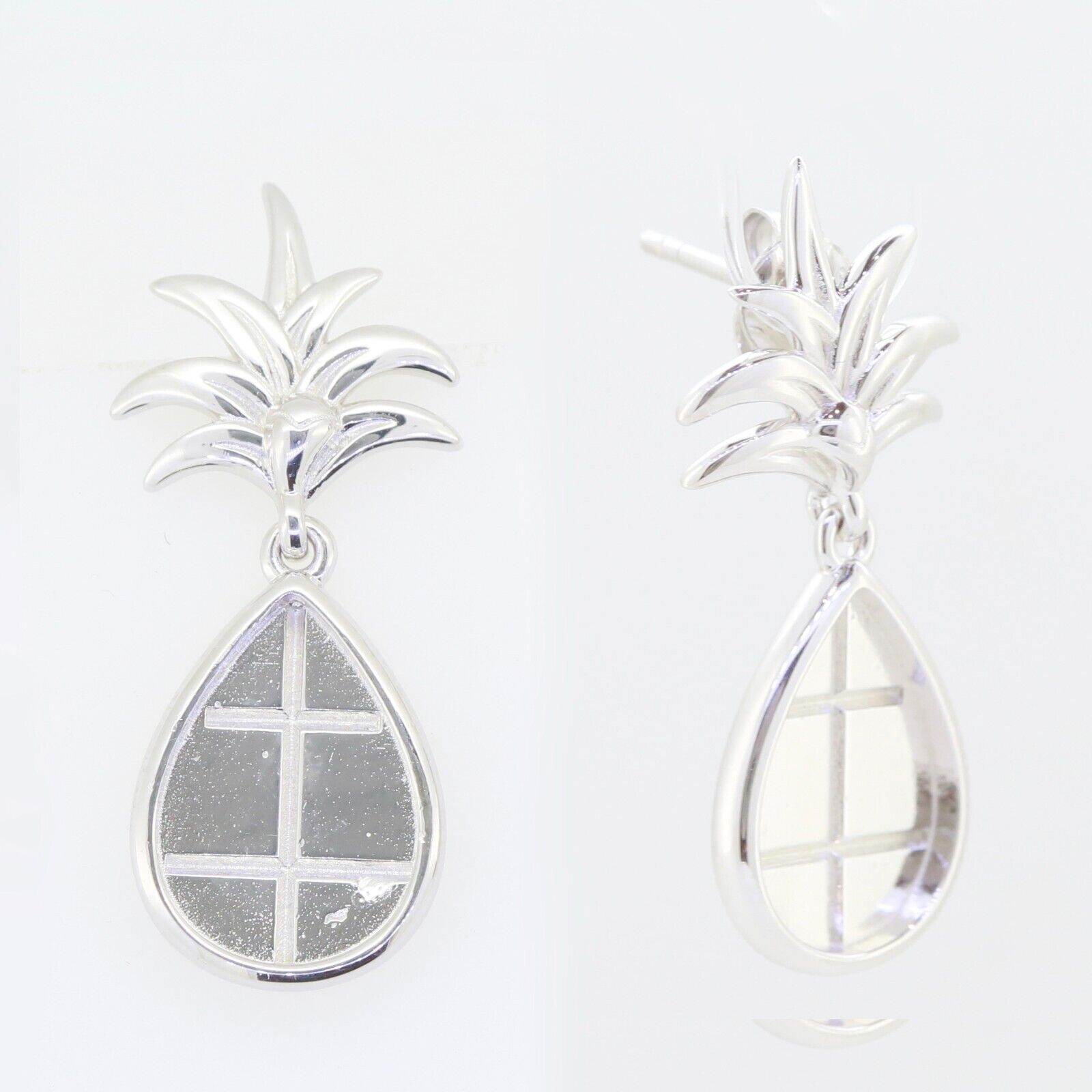 Sterling Silver Semi Mount Earrings Setting Pear PE 14X10mm Pineapple - Syzjewelry