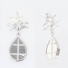 Sterling Silver Semi Mount Earrings Setting Pear PE 14X10mm Pineapple - Syzjewelry