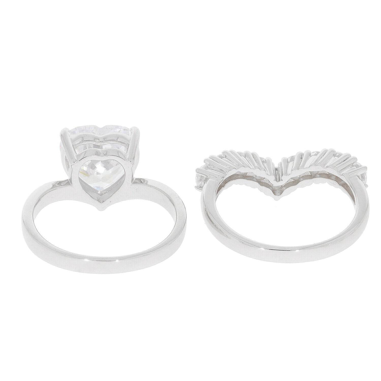 2 piece Set Sterling Silver Semi Mount Ring Setting Heart HT 10X10mm - Syzjewelry