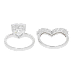 2 piece Set Sterling Silver Semi Mount Ring Setting Heart HT 10X10mm - Syzjewelry