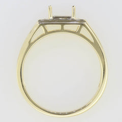 10K Yellow Gold Semi Mount Ring Setting Emerald OCT 9x7 8x6mm Men's Ring - Syzjewelry