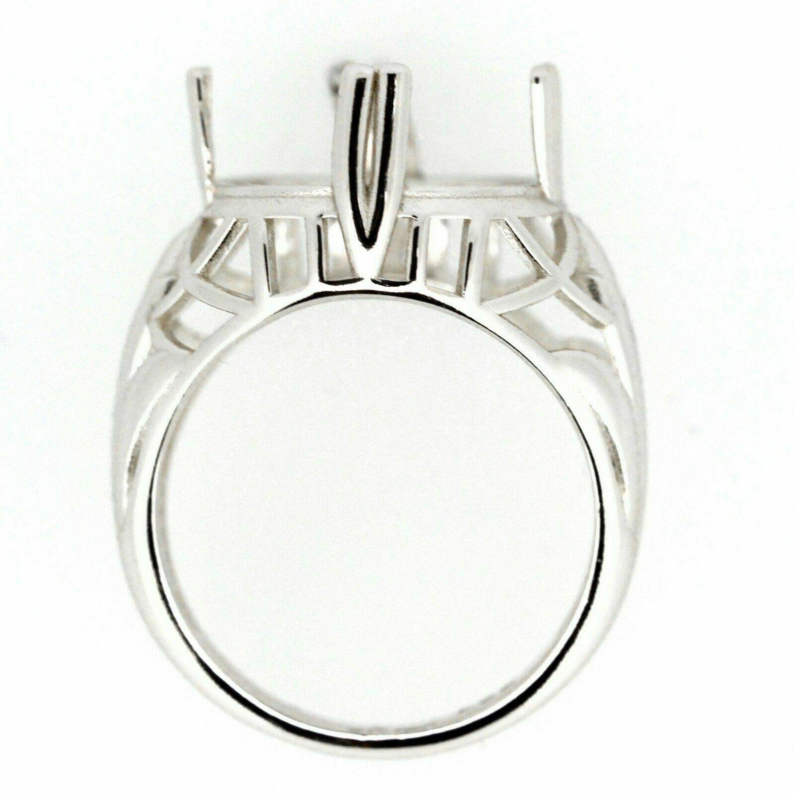 Sterling Silver Semi Mount Ring Setting Oval OV 18x13mm Art Deco Style - Syzjewelry