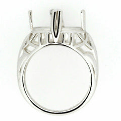 Sterling Silver Semi Mount Ring Setting Oval OV 18x13mm Art Deco Style - Syzjewelry