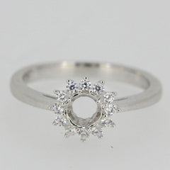 Sterling Silver Semi Mount Ring Setting Round RD 5x5mm Moissanite L350GR350( - Syzjewelry