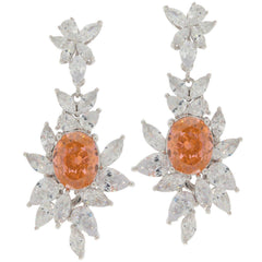 Sterling Silver Semi Mount Earrings Setting Oval OV 10X8 PE 6x4mm WhiteTopaz - Syzjewelry