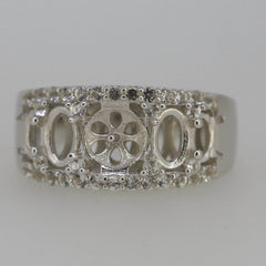 Sterling Silver SemiMount Ring Setting Pearl Round RD 9x9 to 9.5mm OV6x4,5x3 - Syzjewelry