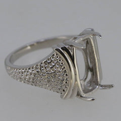 Sterling Silver Semi Mount Ring Setting CU 14X10mm Cabochon Opal Turquoise - Syzjewelry