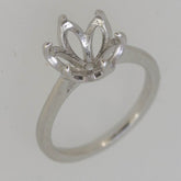 Sterling Silver Semi Mount Ring Setting Round RD 10x10mm Tulip Head w/ 6 Png - Syzjewelry
