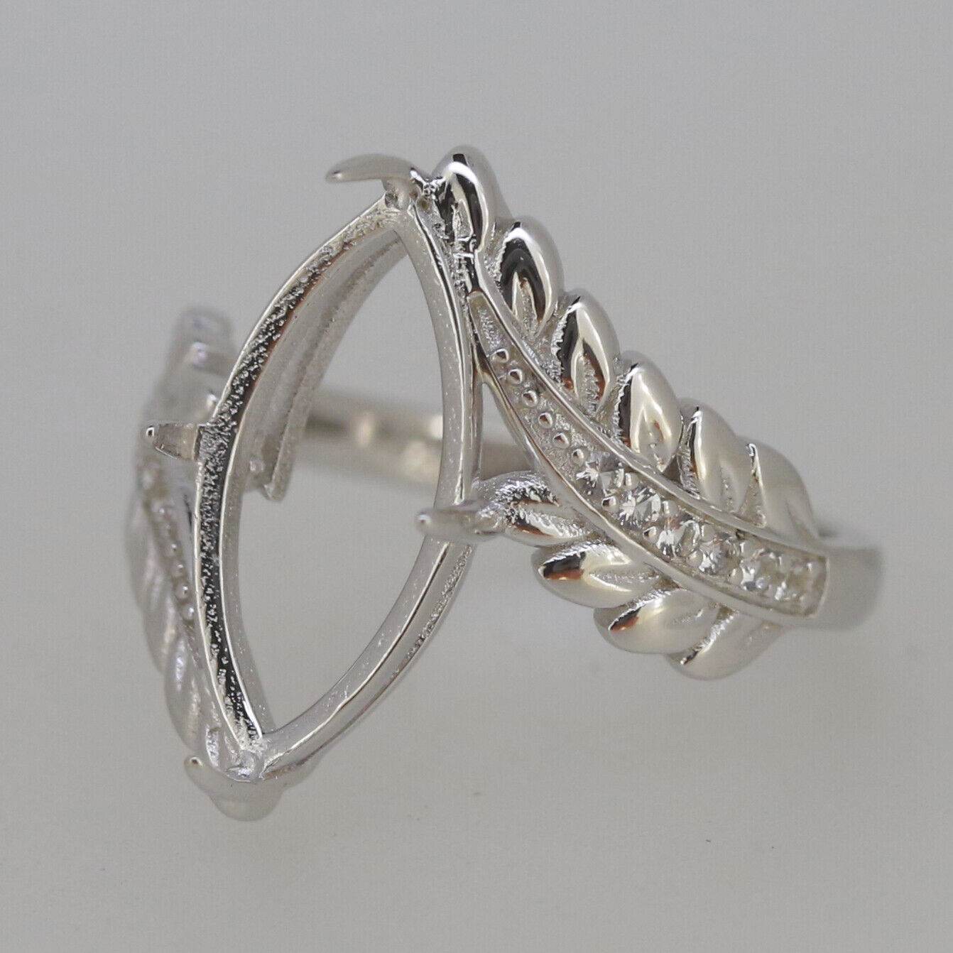 Art Nouveau Sterling Silver Semi Mount Ring Setting Marquise MQ 16x8mm - Syzjewelry