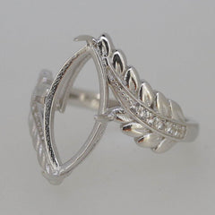 Art Nouveau Sterling Silver Semi Mount Ring Setting Marquise MQ 16x8mm - Syzjewelry