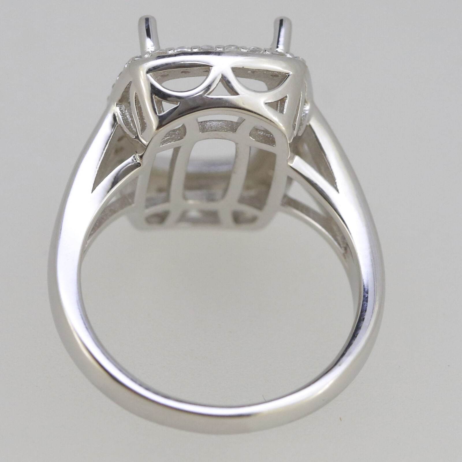 Sterling Silver Semi Mount Ring Setting Cushion CU 14X10mm White Topaz N0375 - Syzjewelry