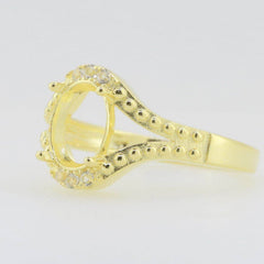 14K Yellow Gold & Diamond Semi Mount Ring Setting Oval OV 9x7mm - Syzjewelry