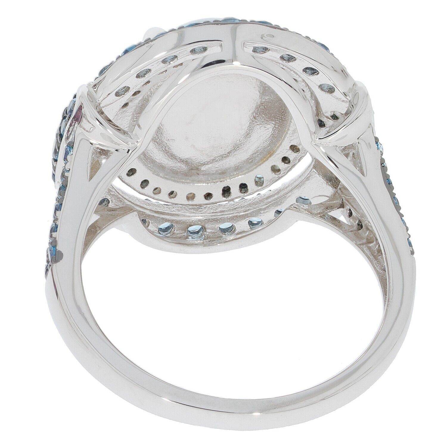 Sterling Silver Semi Mount Ring Setting Oval OV 12X10mm White Topaz Accent - Syzjewelry