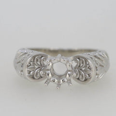 Vintage Style Sterling Silver Semi Mount Ring Setting RD 6x6mm White Topaz - Syzjewelry